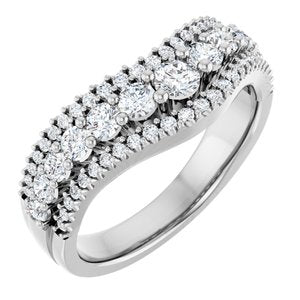 14K White 1 CTW Natural Diamond Accented Contour Band Ethereal Legacy Boutiques