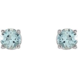 14K White 4 mm Natural Aquamarine Earrings Ethereal Legacy Boutiques