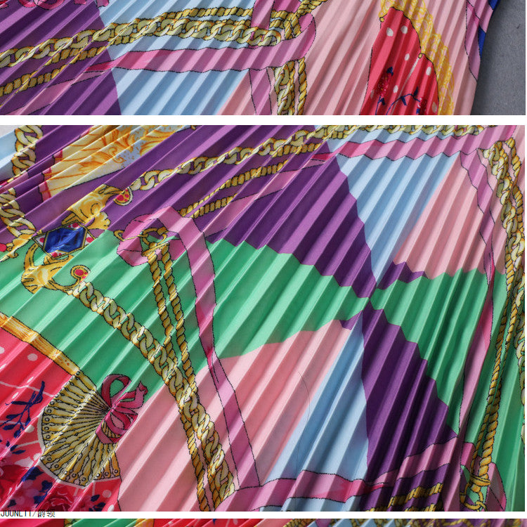 Printed Blouse Top Pleated Half Skirt Two Piece Set See size chart under “more details” The Fashion Celestial