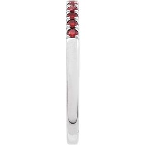 14K White Natural Mozambique Garnet Stackable Ring Ethereal Legacy Boutiques