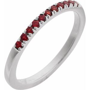14K White Natural Mozambique Garnet Stackable Ring Ethereal Legacy Boutiques