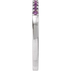 14K White Natural Amethyst Stackable Ring Ethereal Legacy Boutiques