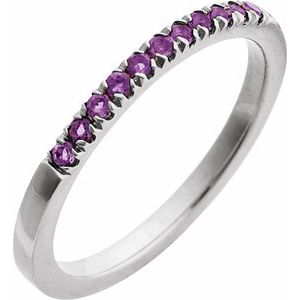 14K White Natural Amethyst Stackable Ring Ethereal Legacy Boutiques