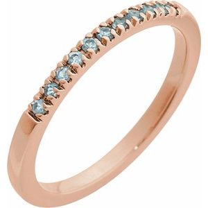 14K Rose Natural Aquamarine Stackable Ring
