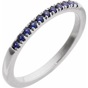 14K White Lab-Grown Blue Sapphire Stackable Ring Ethereal Legacy Boutiques