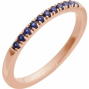 14K Rose Natural Blue Sapphire Stackable Ring