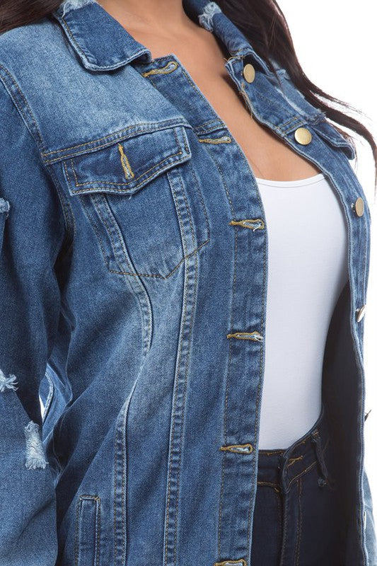 WOMEN FASHION DENIM TRUCKER JACKET BY CLAUDE