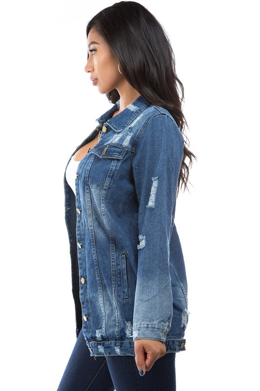 WOMEN FASHION DENIM TRUCKER JACKET BY CLAUDE
