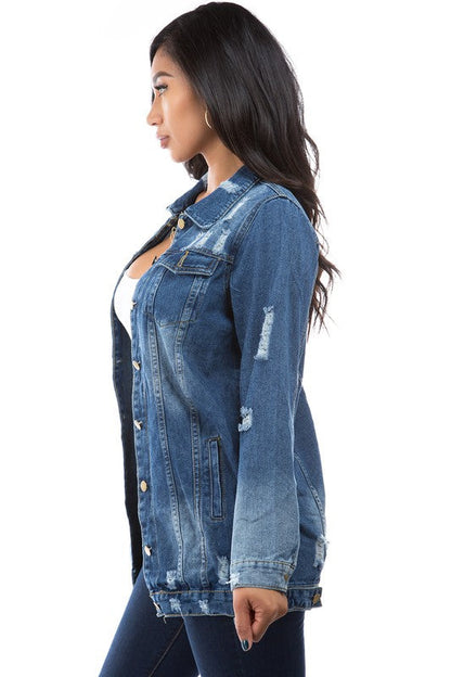 WOMEN FASHION DENIM TRUCKER JACKET BY CLAUDE