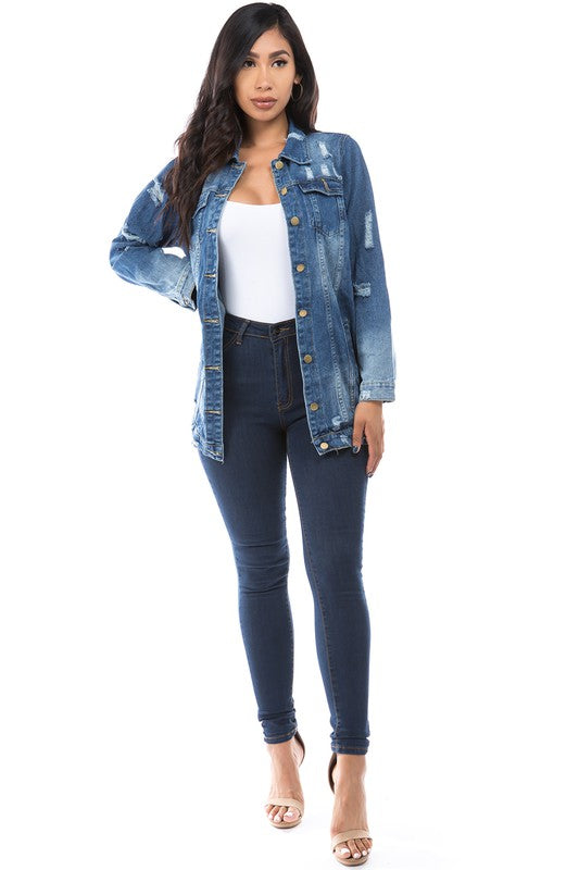 WOMEN FASHION DENIM TRUCKER JACKET BY CLAUDE