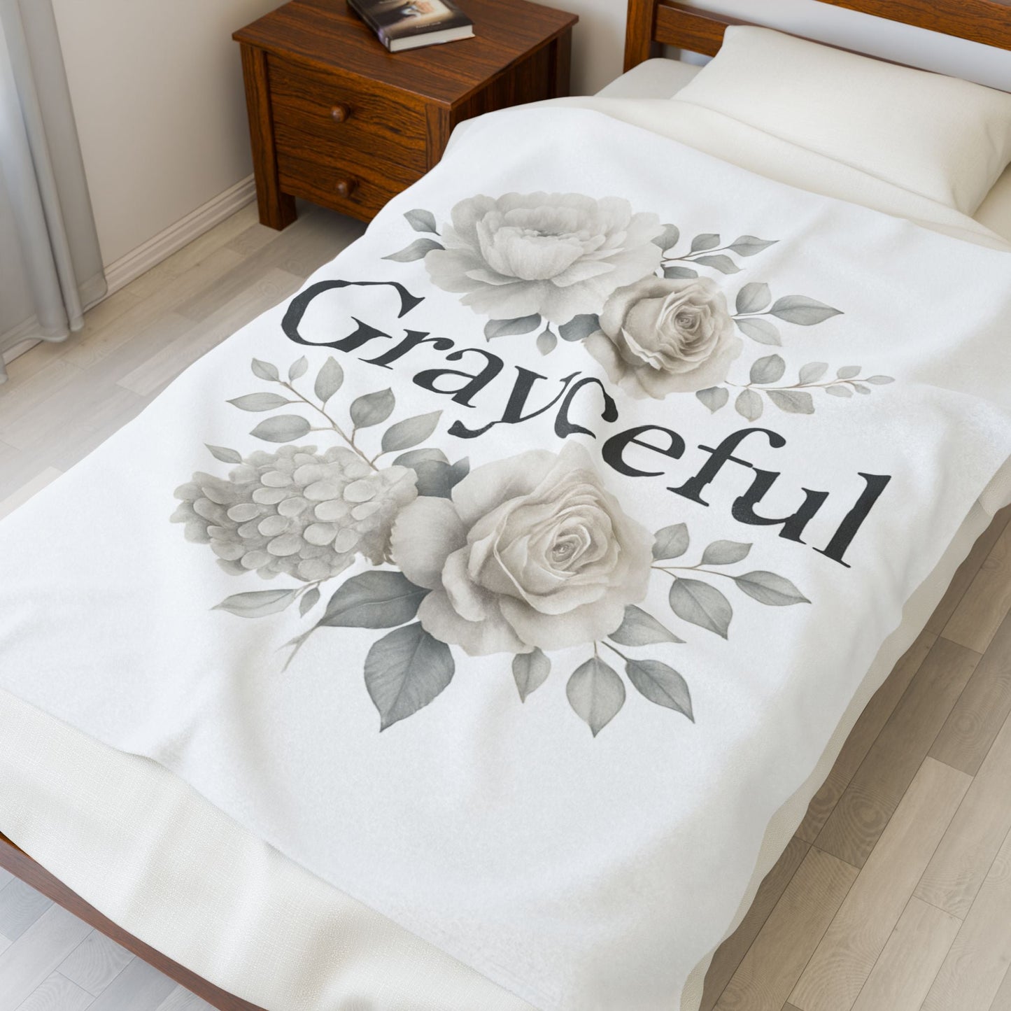 Elegant Floral Throw Blanket - Cozy Velveteen Plush Blanket for Home Decor, Gift for Her, Modern Chic Style, Occasion: Birthdays, [...] Grayceful LLC
