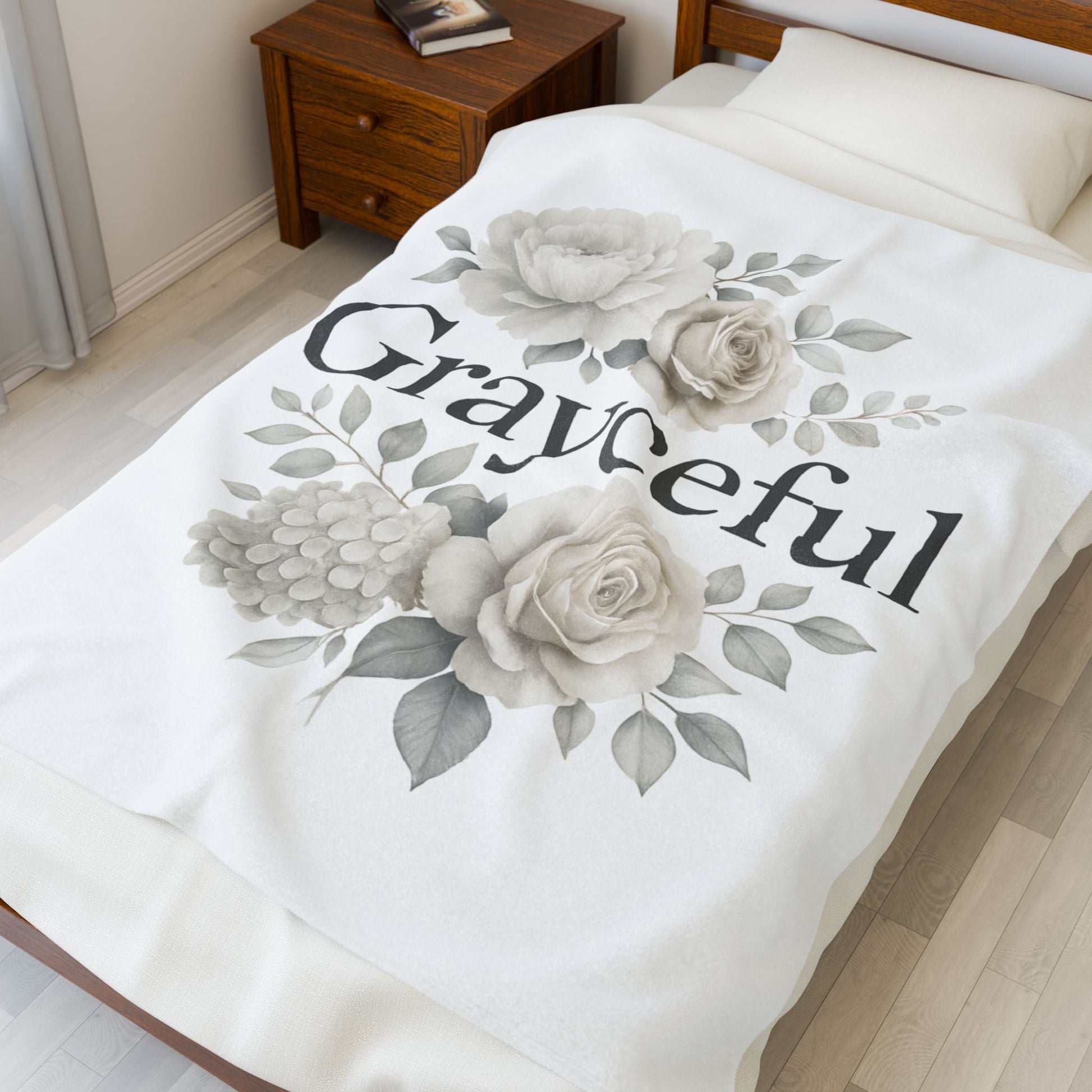 Elegant Floral Throw Blanket - Cozy Velveteen Plush Blanket for Home Decor, Gift for Her, Modern Chic Style, Occasion: Birthdays, [...] Grayceful LLC