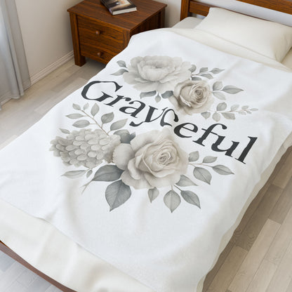 Elegant Floral Throw Blanket - Cozy Velveteen Plush Blanket for Home Decor, Gift for Her, Modern Chic Style, Occasion: Birthdays, [...] Grayceful LLC