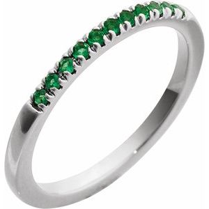 14K White Natural Emerald Stackable Ring Ethereal Legacy Boutiques