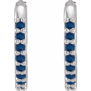 Sterling Silver Lab-Grown Blue Sapphire Hinged 12.5 mm Hoop Earrings Ethereal Legacy Boutiques