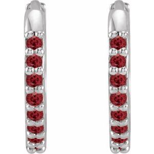Platinum Lab-Grown Ruby Hinged 12.5 mm Hoop Earrings Ethereal Legacy Boutiques