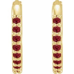 14K Yellow Lab-Grown Ruby Hinged 12.5 mm Hoop Earrings Ethereal Legacy Boutiques
