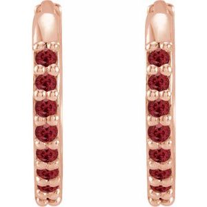 14K Rose Lab-Grown Ruby Hinged 12.5 mm Hoop Earrings Ethereal Legacy Boutiques