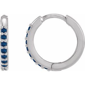 Sterling Silver Lab-Grown Blue Sapphire Hinged 12.5 mm Hoop Earrings Ethereal Legacy Boutiques