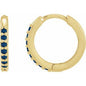 14K Yellow Lab-Grown Blue Sapphire Hinged 12.5 mm Hoop Earrings Ethereal Legacy Boutiques