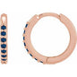 14K Rose Lab-Grown Blue Sapphire Hinged 12.5 mm Hoop Earrings Ethereal Legacy Boutiques