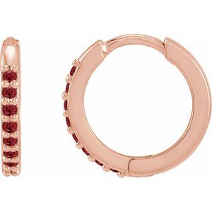 14K Rose Lab-Grown Ruby Hinged 12.5 mm Hoop Earrings Ethereal Legacy Boutiques