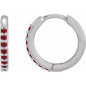 Sterling Silver Lab-Grown Ruby Hinged 12.5 mm Hoop Earrings Ethereal Legacy Boutiques