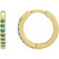 14K Yellow Lab-Grown Emerald Hinged 12.5 mm Hoop Earrings Ethereal Legacy Boutiques