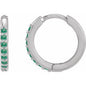 Sterling Silver Lab-Grown Emerald Hinged 12.5 mm Hoop Earrings Ethereal Legacy Boutiques