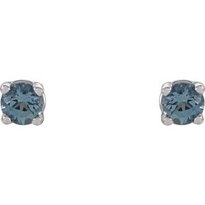 14K White 2.5 mm Natural Aquamarine Earrings Ethereal Legacy Boutiques