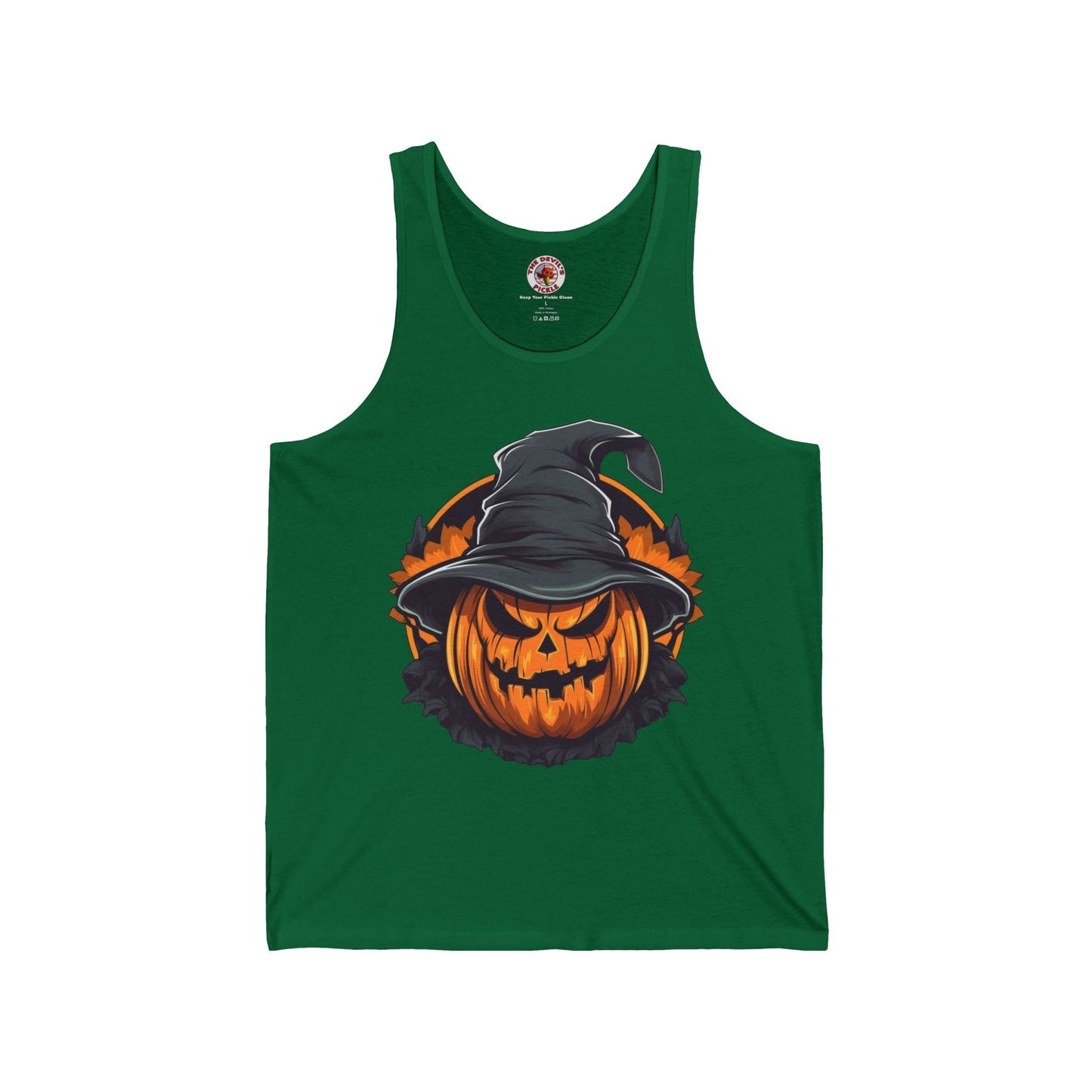 Scary Witch Pumpkin Halloween Tank Top The Devil's Pickle