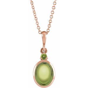 14K Rose 8x6 mm Natural Peridot 16-18" Necklace Ethereal Legacy Boutiques