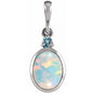 Sterling Silver 8x6 mm Lab-Grown White Opal & Natural London Blue Topaz Pendant Ethereal Legacy Boutiques