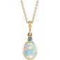 14K Yellow 6x4 mm Lab-Grown White Opal & Natural London Blue Topaz 16-18" Necklace Ethereal Legacy Boutiques