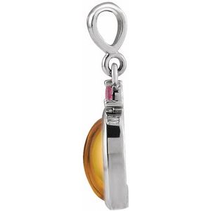 Platinum 5x3 mm Natural Citrine & Natural Pink Tourmaline Pendant Ethereal Legacy Boutiques