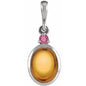 14K White 6x4 mm Natural Citrine & Natural Pink Tourmaline Pendant Ethereal Legacy Boutiques