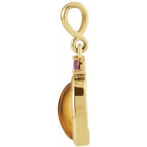 14K Yellow 8x6 mm Natural Citrine & Natural Pink Tourmaline Pendant Ethereal Legacy Boutiques