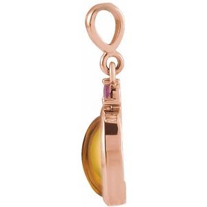 14K Rose 8x6 mm Natural Citrine & Natural Pink Tourmaline Pendant