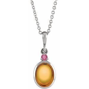 Platinum 5x3 mm Natural Citrine & Natural Pink Tourmaline 16-18" Necklace Ethereal Legacy Boutiques