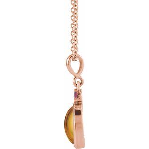14K Rose 5x3 mm Natural Citrine & Natural Pink Tourmaline 16-18" Necklace Ethereal Legacy Boutiques