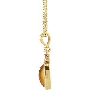 14K Yellow 8x6 mm Natural Citrine & Natural Pink Tourmaline 16-18" Necklace Ethereal Legacy Boutiques