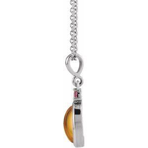 Sterling Silver 8x6 mm Natural Citrine & Natural Pink Tourmaline 16-18" Necklace Ethereal Legacy Boutiques