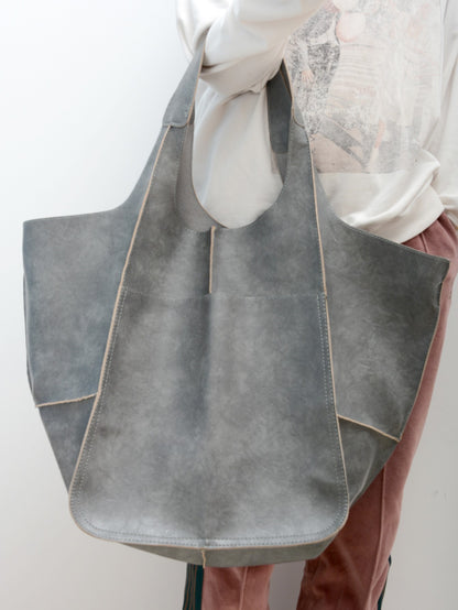 Large Capacity Retro PU Tote Bag For Women - Spacious & Stylish Handbag With Handy Front Pocket For Work, Travel & Everyday Chic NovaCart