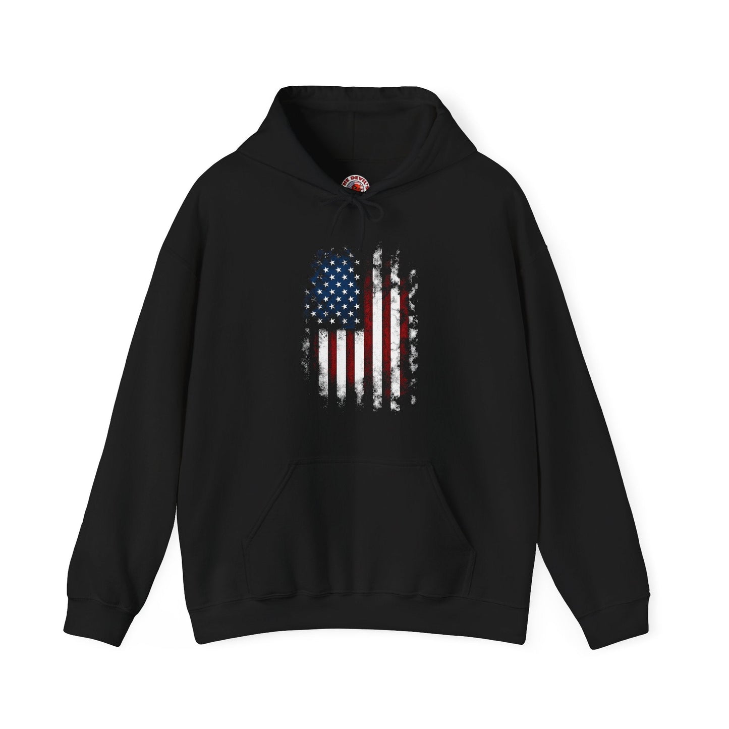 Distressed American Flag Hooded Sweatshirt The Devil's Pickle