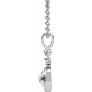 Sterling Silver 6 mm Natural Moss Agate & .03 CTW Natural Diamond 16-18" Necklace Ethereal Legacy Boutiques