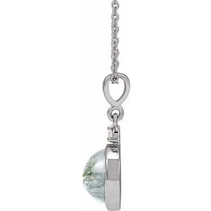 Sterling Silver 8 mm Natural Moss Agate & .03 CTW Natural Diamond 16-18" Necklace Ethereal Legacy Boutiques