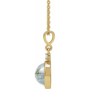 14K Yellow 8 mm Natural Moss Agate & .03 CTW Natural Diamond 16-18" Necklace Ethereal Legacy Boutiques