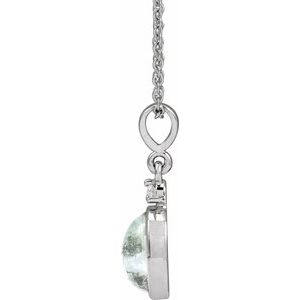 Sterling Silver 8x6 mm Natural Moss Agate & .03 CTW Natural Diamond 16-18" Necklace Ethereal Legacy Boutiques