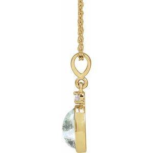 14K Yellow 8x6 mm Natural Moss Agate & .03 CTW Natural Diamond 16-18" Necklace Ethereal Legacy Boutiques