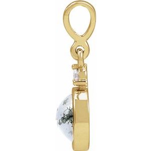 14K Yellow 6 mm Natural Moss Agate & .03 CTW Natural Diamond Pendant Ethereal Legacy Boutiques